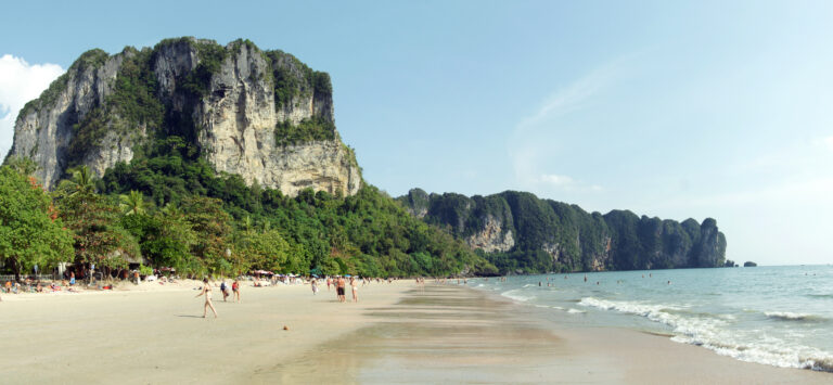 Ao Nang Beach and its limestone cliffs on the Andaman Sea