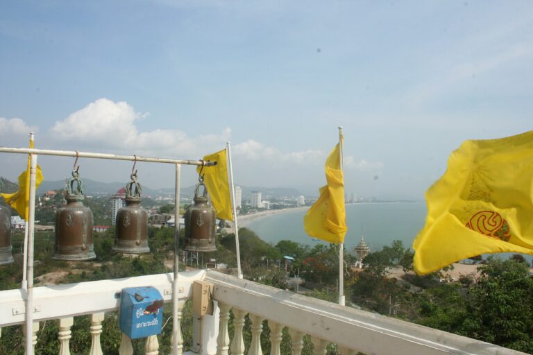 Bells and the view over Hua Hin bay from Khao Takiab