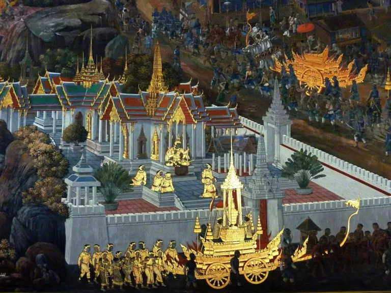 A palace scene in the Ramakien murals