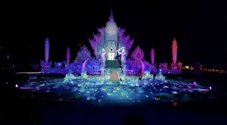 Light festival at Wat Rong Khun at night